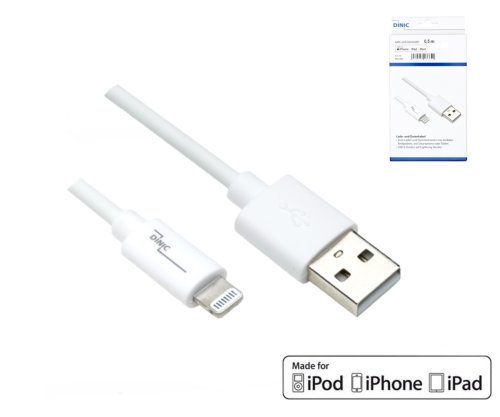 USB A és Lightning kábel 0,5 m, fehér, DINIC Box